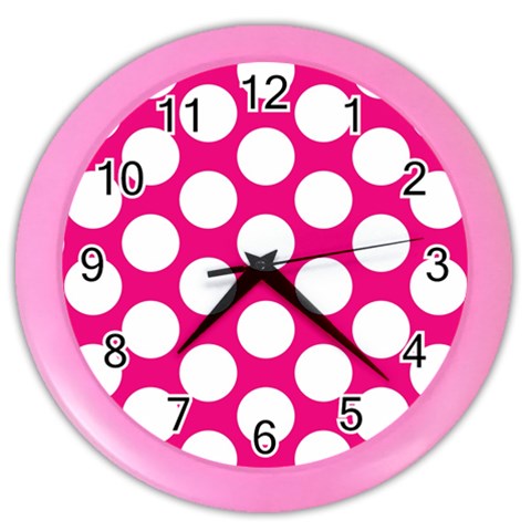 Pink Polkadot Wall Clock (Color) from ArtsNow.com Front