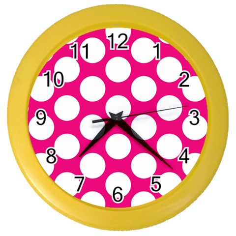 Pink Polkadot Wall Clock (Color) from ArtsNow.com Front