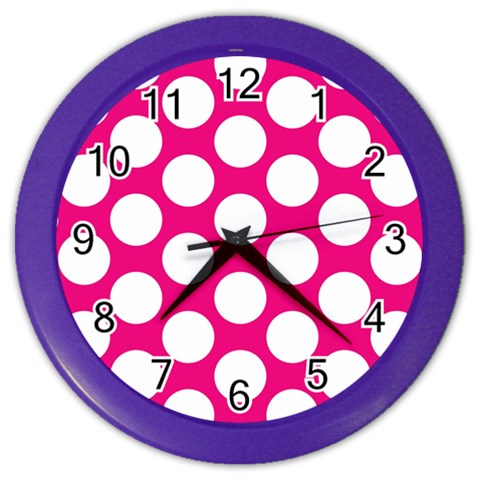 Pink Polkadot Wall Clock (Color) from ArtsNow.com Front