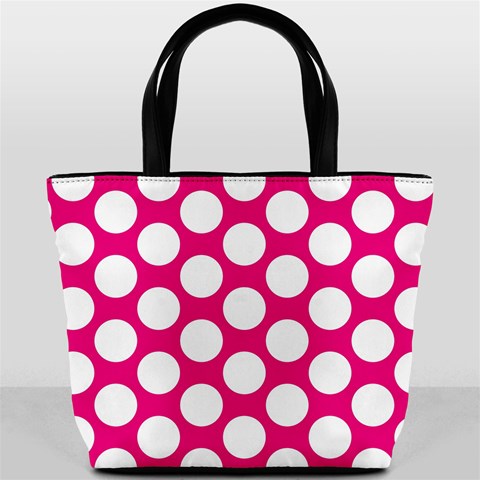 Pink Polkadot Bucket Handbag from ArtsNow.com Back