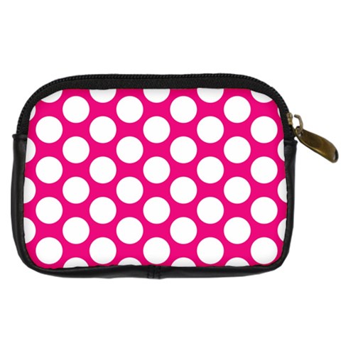 Pink Polkadot Digital Camera Leather Case from ArtsNow.com Back