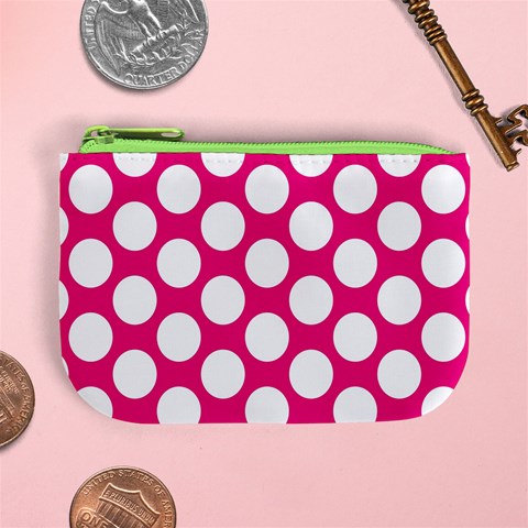 Pink Polkadot Coin Change Purse from ArtsNow.com Front