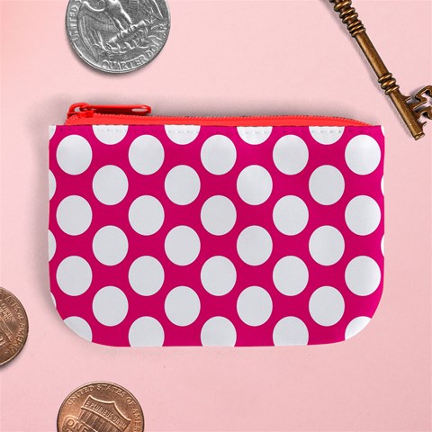 Pink Polkadot Coin Change Purse from ArtsNow.com Front