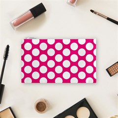 Pink Polkadot Cosmetic Bag (Small) from ArtsNow.com Front