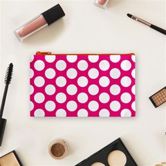 Pink Polkadot Cosmetic Bag (Small) from ArtsNow.com Front