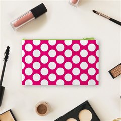 Pink Polkadot Cosmetic Bag (Small) from ArtsNow.com Back