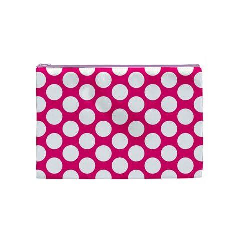 Pink Polkadot Cosmetic Bag (Medium) from ArtsNow.com Front