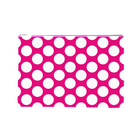 Pink Polkadot Cosmetic Bag (Large) from ArtsNow.com Front