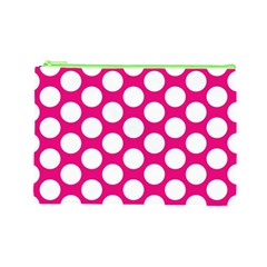 Pink Polkadot Cosmetic Bag (Large) from ArtsNow.com Front