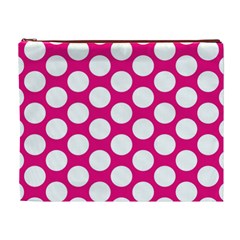 Pink Polkadot Cosmetic Bag (XL) from ArtsNow.com Front