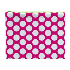 Pink Polkadot Cosmetic Bag (XL) from ArtsNow.com Front