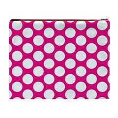 Pink Polkadot Cosmetic Bag (XL) from ArtsNow.com Back