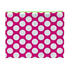 Pink Polkadot Cosmetic Bag (XL) from ArtsNow.com Back