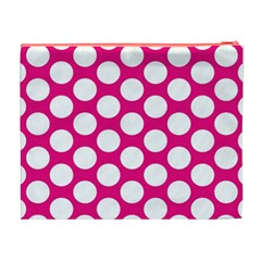 Pink Polkadot Cosmetic Bag (XL) from ArtsNow.com Back