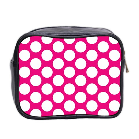 Pink Polkadot Mini Travel Toiletry Bag (Two Sides) from ArtsNow.com Back