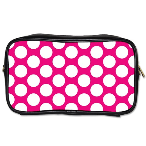 Pink Polkadot Travel Toiletry Bag (Two Sides) from ArtsNow.com Front