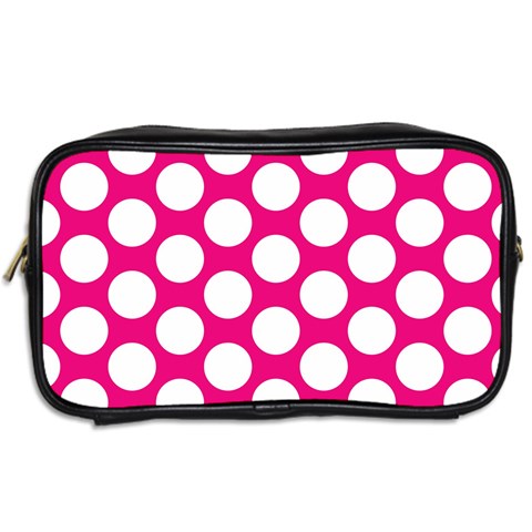 Pink Polkadot Travel Toiletry Bag (Two Sides) from ArtsNow.com Back