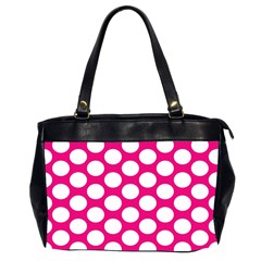 Pink Polkadot Oversize Office Handbag (Two Sides) from ArtsNow.com Front