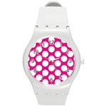 Pink Polkadot Plastic Sport Watch (Medium)