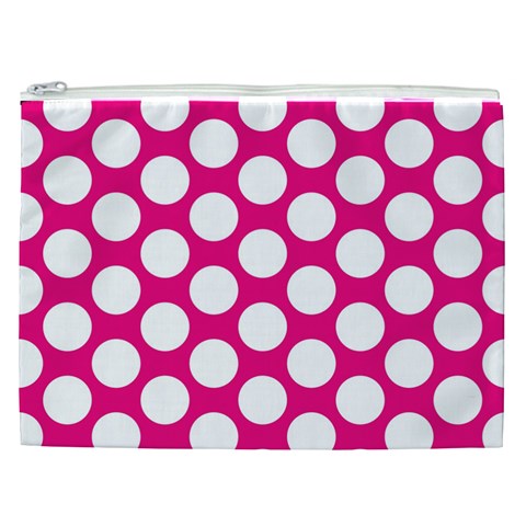 Pink Polkadot Cosmetic Bag (XXL) from ArtsNow.com Front