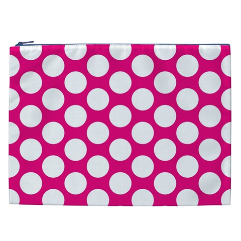 Pink Polkadot Cosmetic Bag (XXL) from ArtsNow.com Front