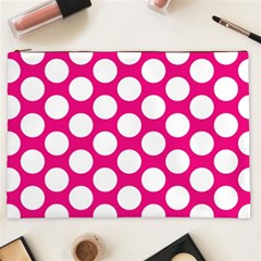 Pink Polkadot Cosmetic Bag (XXL) from ArtsNow.com Front