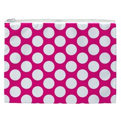 Pink Polkadot Cosmetic Bag (XXL) from ArtsNow.com Front