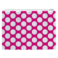 Pink Polkadot Cosmetic Bag (XXL) from ArtsNow.com Back