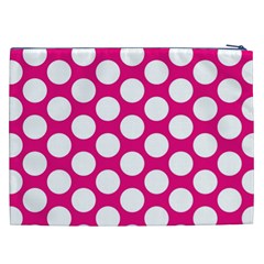 Pink Polkadot Cosmetic Bag (XXL) from ArtsNow.com Back