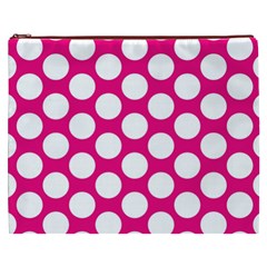 Pink Polkadot Cosmetic Bag (XXXL) from ArtsNow.com Front