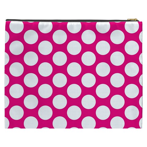 Pink Polkadot Cosmetic Bag (XXXL) from ArtsNow.com Back