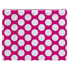 Pink Polkadot Cosmetic Bag (XXXL) from ArtsNow.com Back