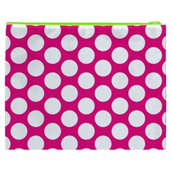 Pink Polkadot Cosmetic Bag (XXXL) from ArtsNow.com Back