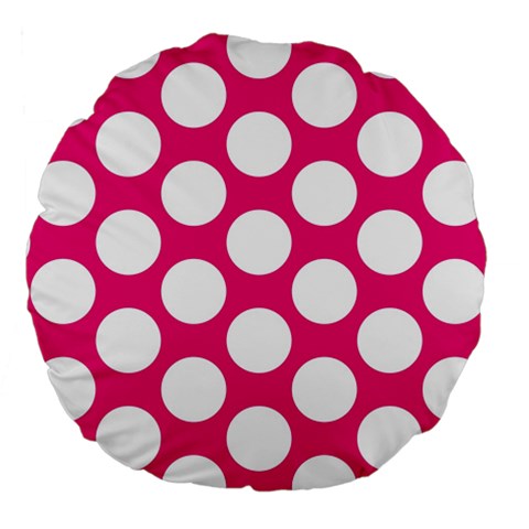 Pink Polkadot 18  Premium Round Cushion  from ArtsNow.com Back