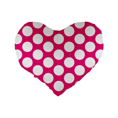 Pink Polkadot 16  Premium Heart Shape Cushion  from ArtsNow.com Back