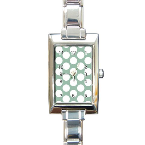 Jade Green Polkadot Rectangular Italian Charm Watch from ArtsNow.com Front