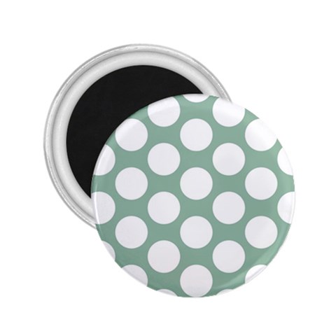 Jade Green Polkadot 2.25  Button Magnet from ArtsNow.com Front