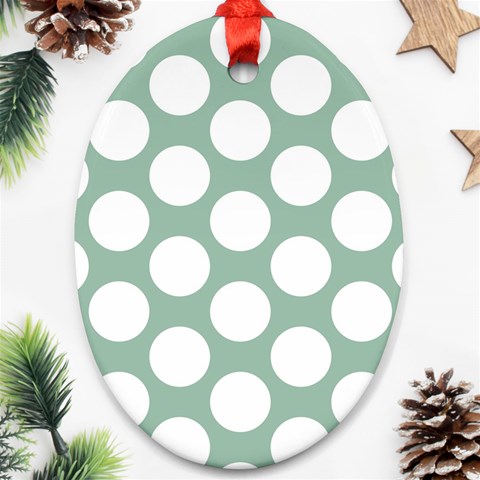 Jade Green Polkadot Oval Ornament from ArtsNow.com Front