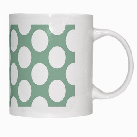 Jade Green Polkadot White Coffee Mug from ArtsNow.com Right