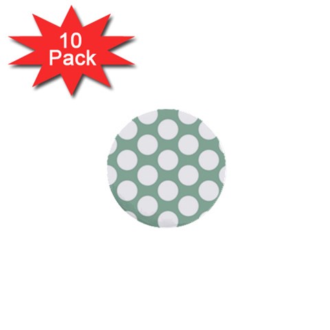 Jade Green Polkadot 1  Mini Button (10 pack) from ArtsNow.com Front