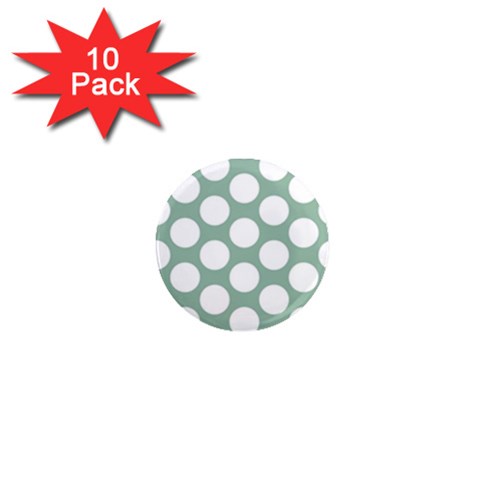 Jade Green Polkadot 1  Mini Button Magnet (10 pack) from ArtsNow.com Front