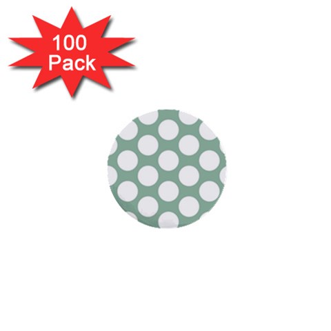 Jade Green Polkadot 1  Mini Button (100 pack) from ArtsNow.com Front