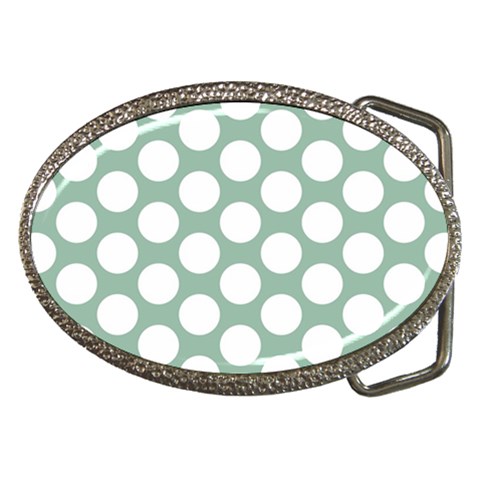 Jade Green Polkadot Belt Buckle (Oval) from ArtsNow.com Front