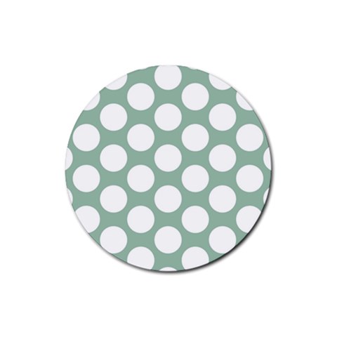 Jade Green Polkadot Drink Coasters 4 Pack (Round) from ArtsNow.com Front