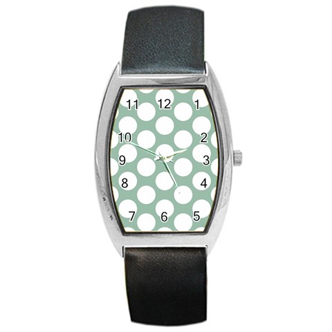 Jade Green Polkadot Tonneau Leather Watch from ArtsNow.com Front