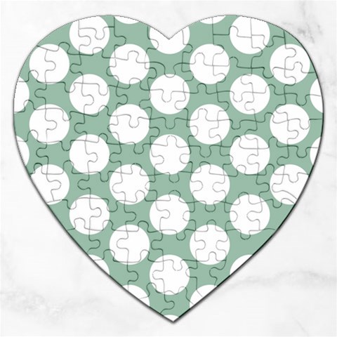 Jade Green Polkadot Jigsaw Puzzle (Heart) from ArtsNow.com Front