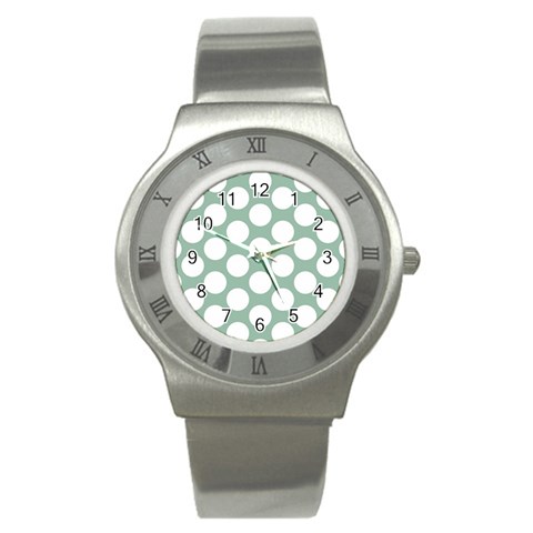 Jade Green Polkadot Stainless Steel Watch (Slim) from ArtsNow.com Front