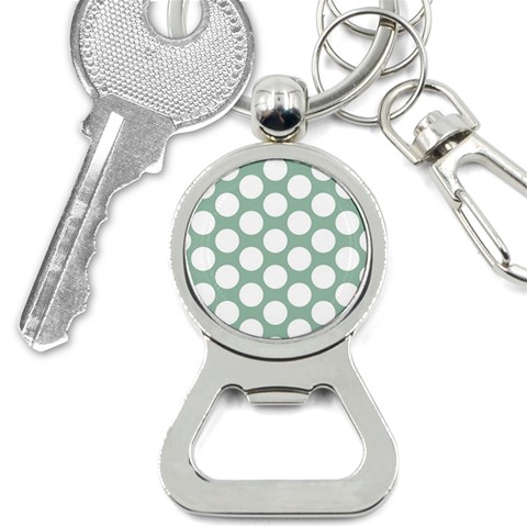 Jade Green Polkadot Bottle Opener Key Chain from ArtsNow.com Front