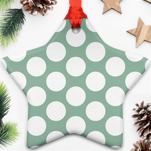 Jade Green Polkadot Star Ornament (Two Sides) from ArtsNow.com Back