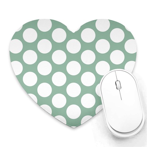 Jade Green Polkadot Mouse Pad (Heart) from ArtsNow.com Front